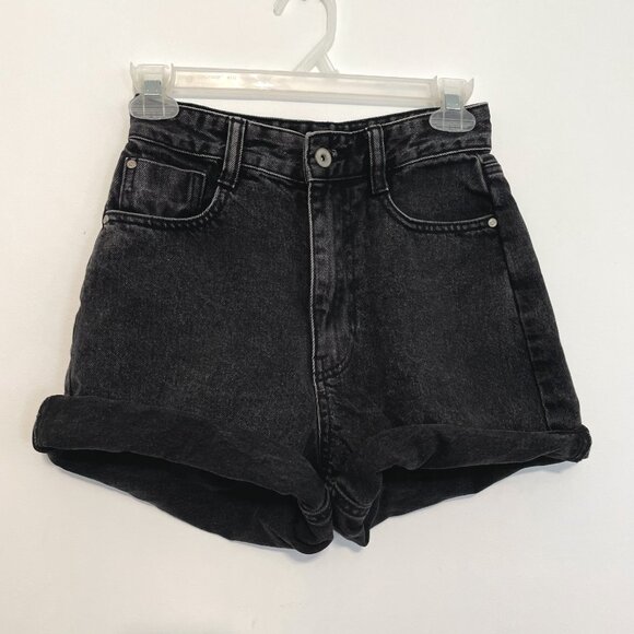 ZARA Basic Z1975 Mom Fit High Waist Shorts Black High Waisted Denim Jean 90s Y2K - Picture 15 of 16